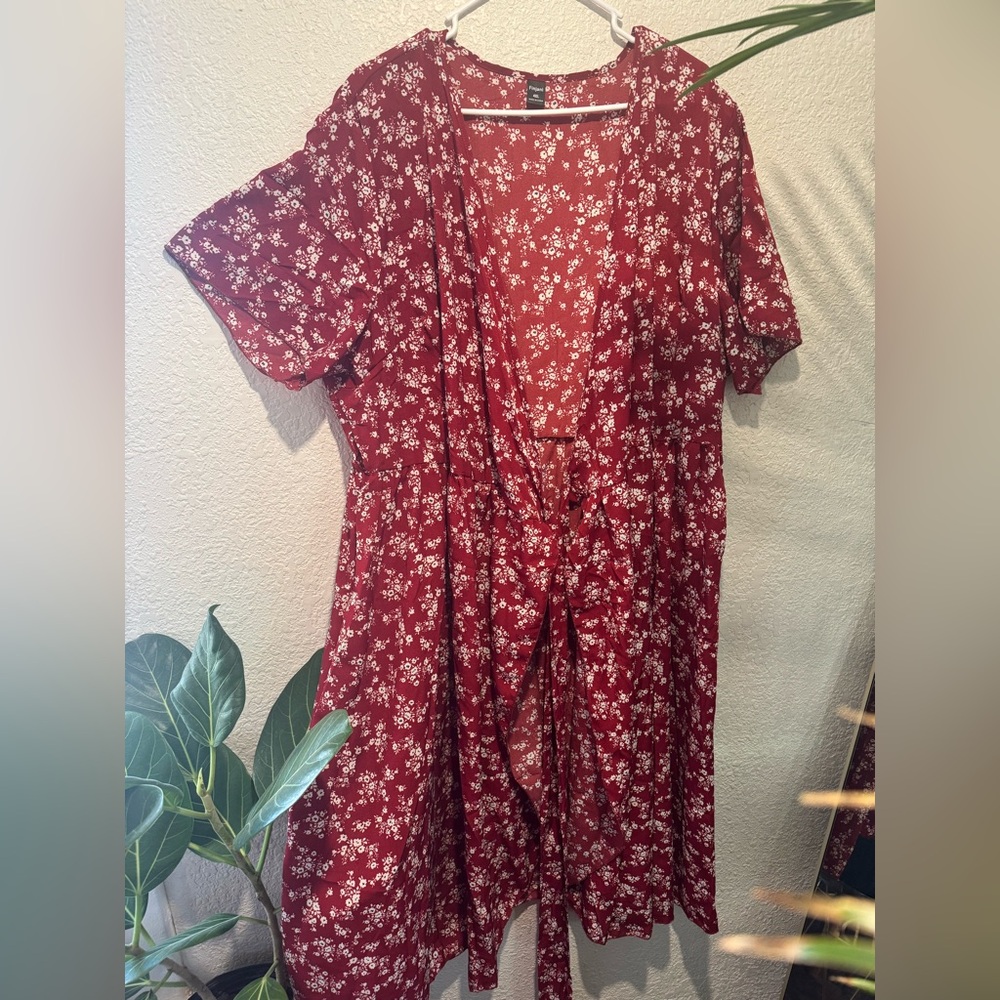 Red wrap dress
